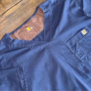 Carhartt Navy Blue Scrub Top Shirt Size 2X - Medical Nurse Doctor
